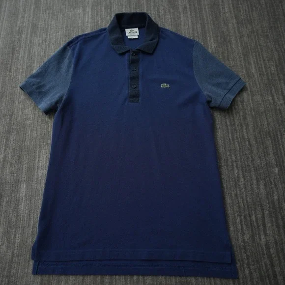 Lacoste Shirt Men Polo Short Sleeve Blue Regular Fit 100% Cotton Size 3 Small - Picture 1 of 10